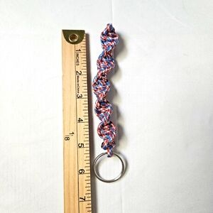 Handmade Braided‎ 550 Paracord Keychain Red White Blue